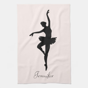 Personalisiert Pink Ballerina Tanz Silhouette Geschirrtuch
