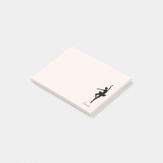 Personalisiert Pink Ballerina Tanz Silhouette Post-it Klebezettel (angewinkelt)