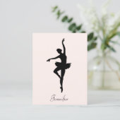 Personalisiert Pink Ballerina Tanz Silhouette Postkarte (Stehend Vorderseite)