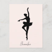 Personalisiert Pink Ballerina Tanz Silhouette Postkarte (Vorderseite)
