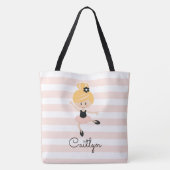 Personalisiert Pink Ballerina Tote Bag Blonde Hair Tasche (Rückseite)