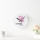 Personalisiert Pink Ballerina Wall Clock Runde Wanduhr (Zuhause)