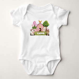 Personalisiert Pink Barnyard Geburtstag Baby Strampler