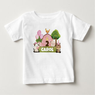 Personalisiert Pink Barnyard Geburtstag Baby T-shirt