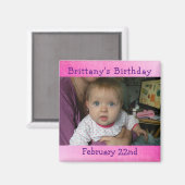Personalisiert Pink Birthday Erinnerung Magnet (Vorderseite/Rückseite)