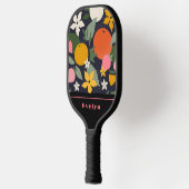 Personalisiert Pink Black Girly Blume Frucht Pickleball Schläger (Links)