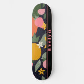 Personalisiert Pink Black Girly Blume Skateboard (Vorderseite)