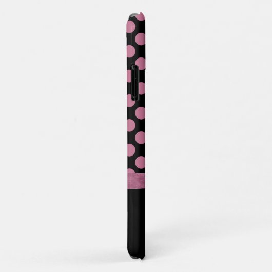 Personalisiert Pink Black Polka Dot Ribbon Bow Case-Mate iPhone Hülle (Hinten/Rechts)