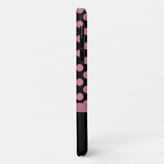Personalisiert Pink Black Polka Dot Ribbon Bow Case-Mate iPhone Hülle (Hinten/Links)