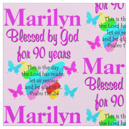 PERSONALISIERT PINK BLESSED 90. GEBURTSTAG FABRIC STOFF