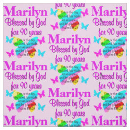 PERSONALISIERT PINK BLESSED 90. GEBURTSTAG FABRIC STOFF