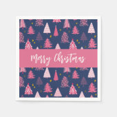 Personalisiert Pink Blue Christmas Tree Muster Serviette (Vorderseite)