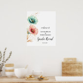 Personalisiert Pink Blue Floral Baby Dusche Empfan Poster (Küche)