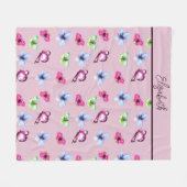 Personalisiert Pink Blue Green Magenta Butterfly Fleecedecke (Vorderseite (Horizontal))