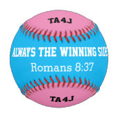 Personalisiert Pink Blue TEAM JESUS Monogram Baseball (Rückseite)