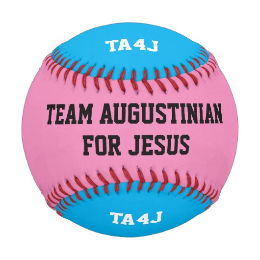Personalisiert Pink Blue TEAM JESUS Monogram Baseball (Vorderseite)
