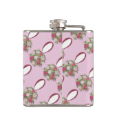 Personalisiert Pink Blume Rose Wedding Bouquet Flachmann (Rückseite)