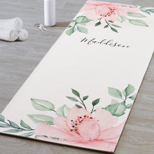 Personalisiert Pink Blume Yoga Mat Yogamatte