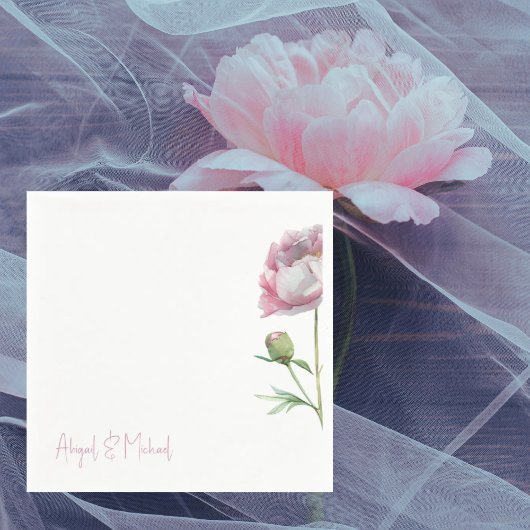 Personalisiert-Pink-Blütenbäume Hochzeitcocktail Serviette