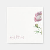 Personalisiert-Pink-Blütenbäume Hochzeitcocktail Serviette (Vorderseite)