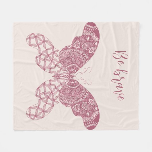 Personalisiert Pink Boho Butterfly Fleecedecke (Vorderseite (Horizontal))