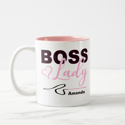 Personalisiert Pink Boss Lady Whip Zweifarbige Tasse (Links)