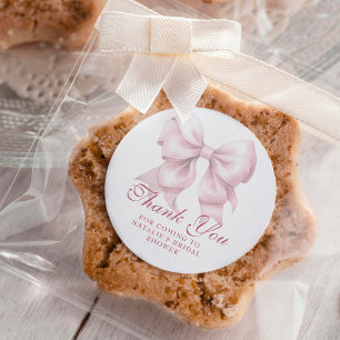 Personalisiert Pink Bow Brautparty Vielen Dank Runder Aufkleber