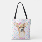 Personalisiert Pink Bow Chihuahua Tote Bag Tasche (Rückseite)