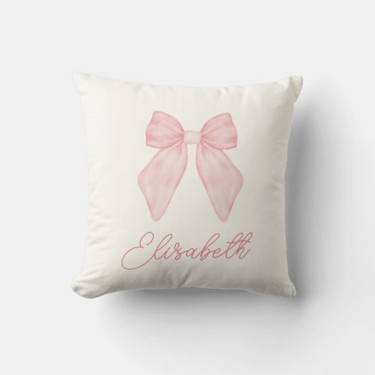 Personalisiert Pink Bow Coquette Ästhetik Baby Kissen (Vorderseite)
