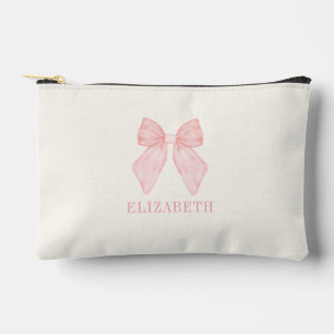 Personalisiert Pink Bow Coquette Ästhetik Zubehörtasche