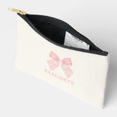 Personalisiert Pink Bow Coquette Ästhetik Zubehörtasche (Offen)