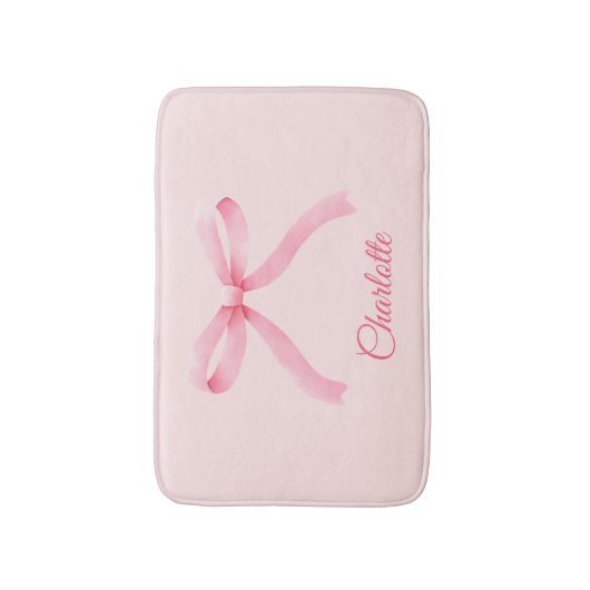 Personalisiert Pink Bow Coquette Girly Bathmat Badematte (Vorderseite Vertikal)