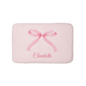 Personalisiert Pink Bow Coquette Girly Bathmat Badematte (Vorderseite)