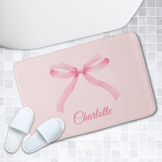 Personalisiert Pink Bow Coquette Girly Bathmat Badematte