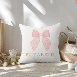 Personalisiert Pink Bow Floral Baby Kissen