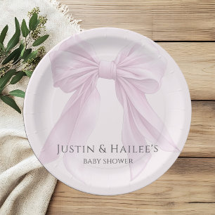Personalisiert Pink Bow Girl Coquette Babydusche Pappteller