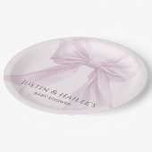 Personalisiert Pink Bow Girl Coquette Babydusche Pappteller (Schrägansicht)