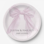Personalisiert Pink Bow Girl Coquette Babydusche Pappteller (Vorderseite)