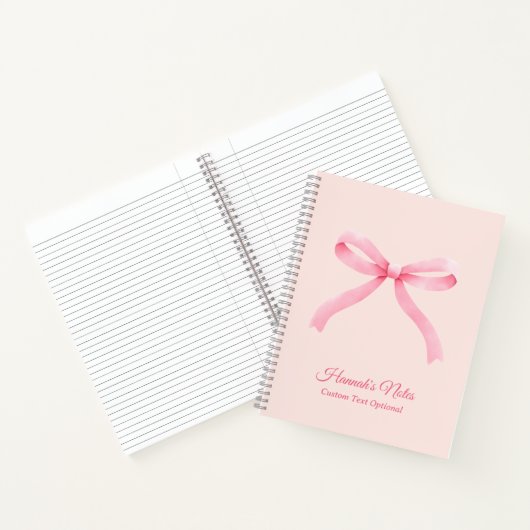 Personalisiert Pink Bow Girl Coquette Notebook Notizblock (Innenseite)