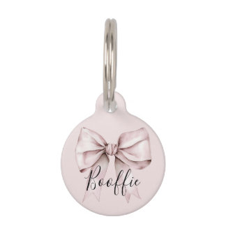 Personalisiert Pink Bow Monogram Pet Name ID Tag Haustiermarke