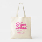 Personalisiert Pink Bride Squad Bachelorette Tragetasche (Rückseite)