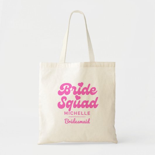 Personalisiert Pink Bride Squad Bachelorette Tragetasche (Vorne)