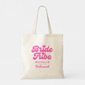 Personalisiert Pink Bride Tribe Bachelorette Tragetasche (Rückseite)