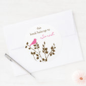 Personalisiert Pink Brown Girly Bird Book Stickers (Umschlag)