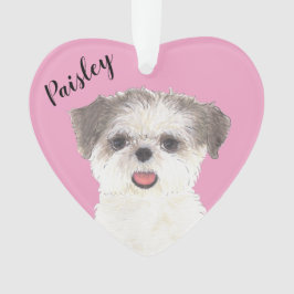 Personalisiert Pink Brown und White Shih Tzu Ornament