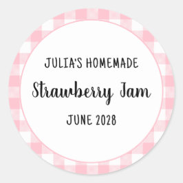 Personalisiert Pink Buffalo Kariert Strawberry Jam Runder Aufkleber