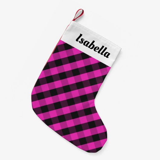 Personalisiert Pink Buffalo Karierter Karo Rustika Kleiner Weihnachtsstrumpf (Vorderansicht (hängend))