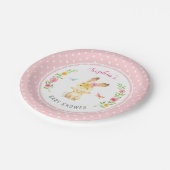 Personalisiert Pink Bunny Girl Babydusche Sprinkle Pappteller (Schrägansicht)