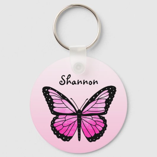 Personalisiert Pink Butterfly Schlüsselanhänger (Vorderseite)