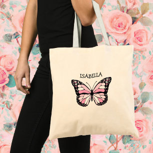 Personalisiert Pink Butterfly Tragetasche